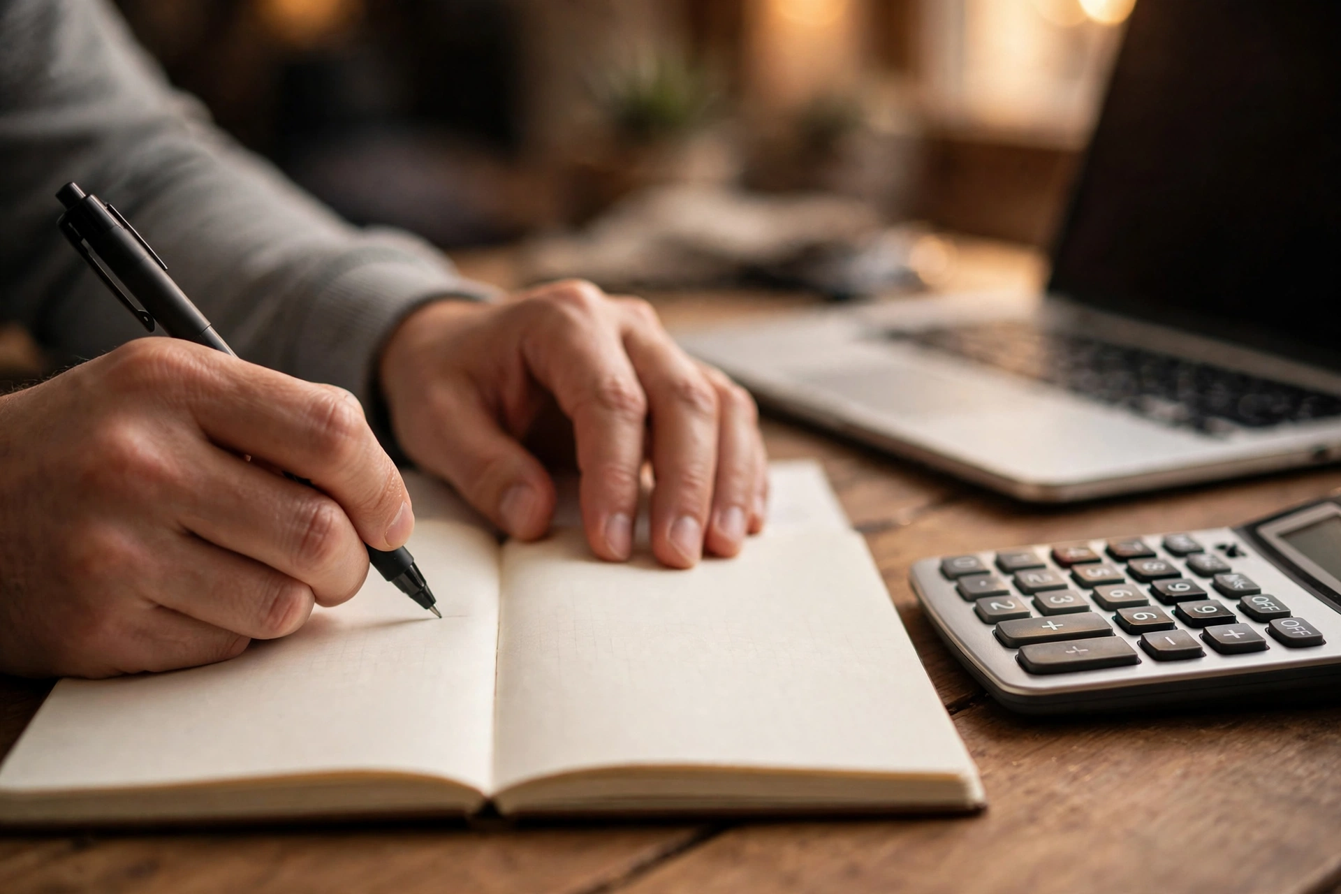 Ảnh minh họa: ghi chép và tính toán giá sàn dịch vụ freelance trên sổ tay
