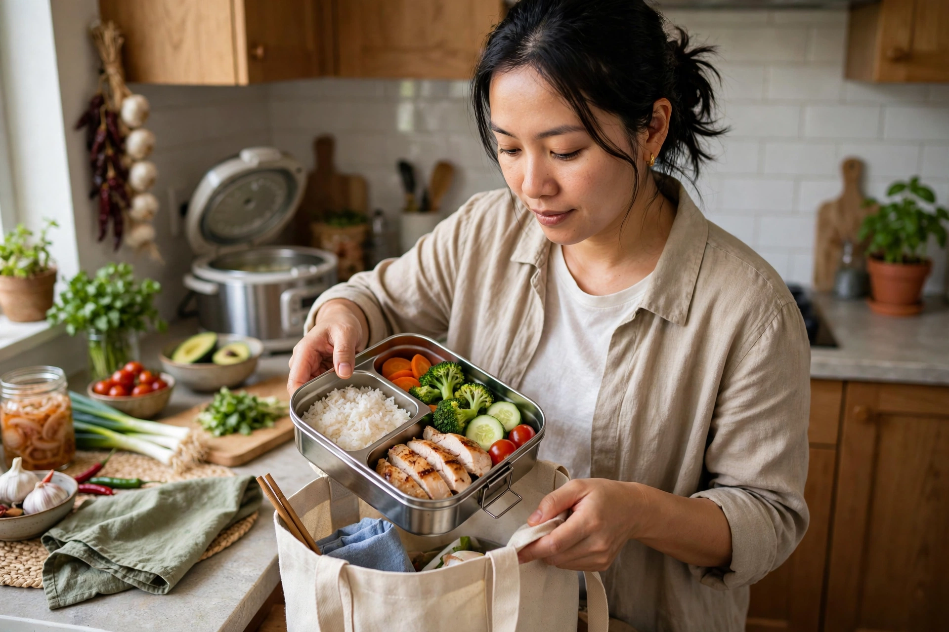 Chuẩn Bị Bữa Trưa Mang Đi Làm Cả Tuần: Lên Thực Đơn, Nấu Một Lần Và Bảo Quản An Toàn
