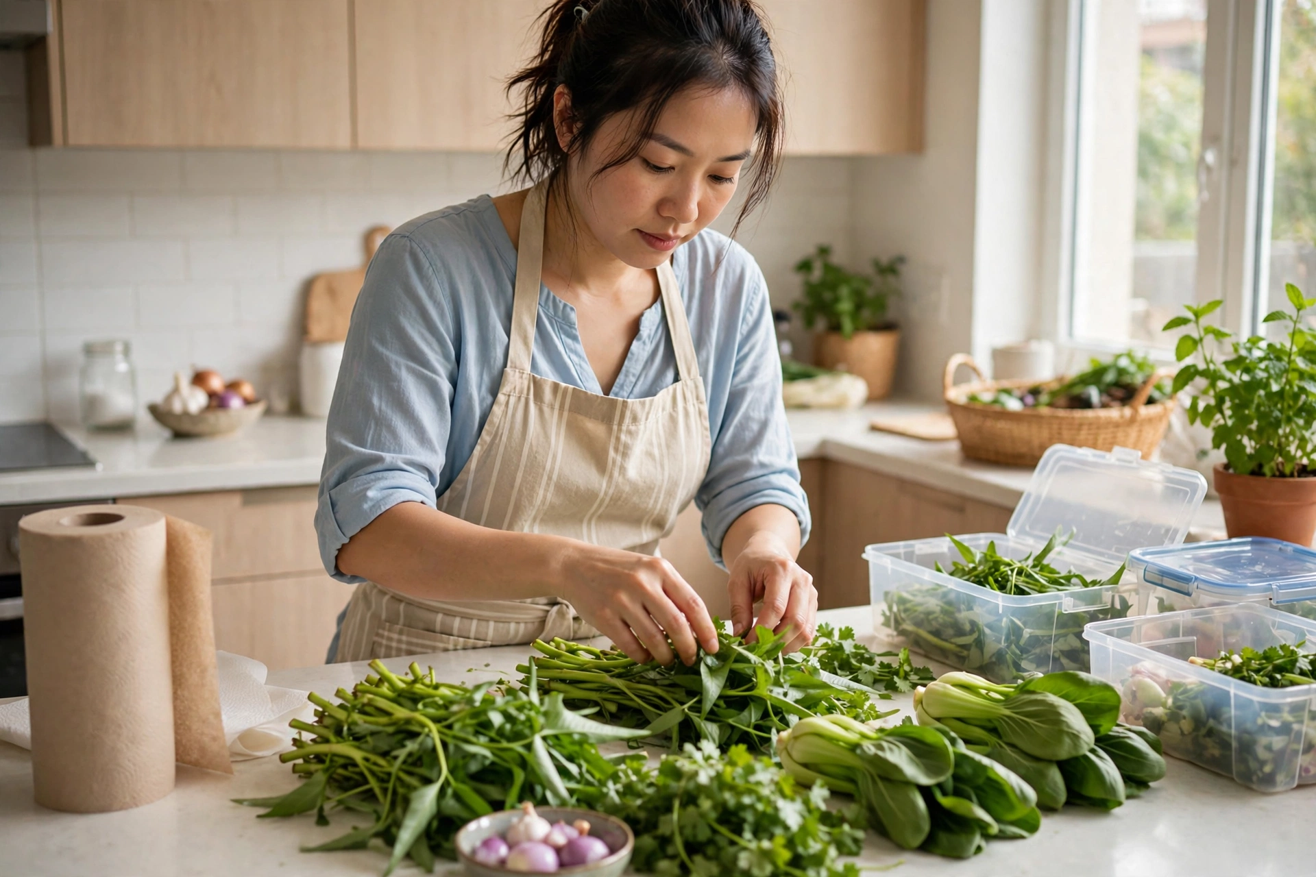 Bảo Quản Rau Xanh Trong Tủ Lạnh Tươi Lâu: Sơ Chế, Gói Và Xếp Theo Từng Loại Rau