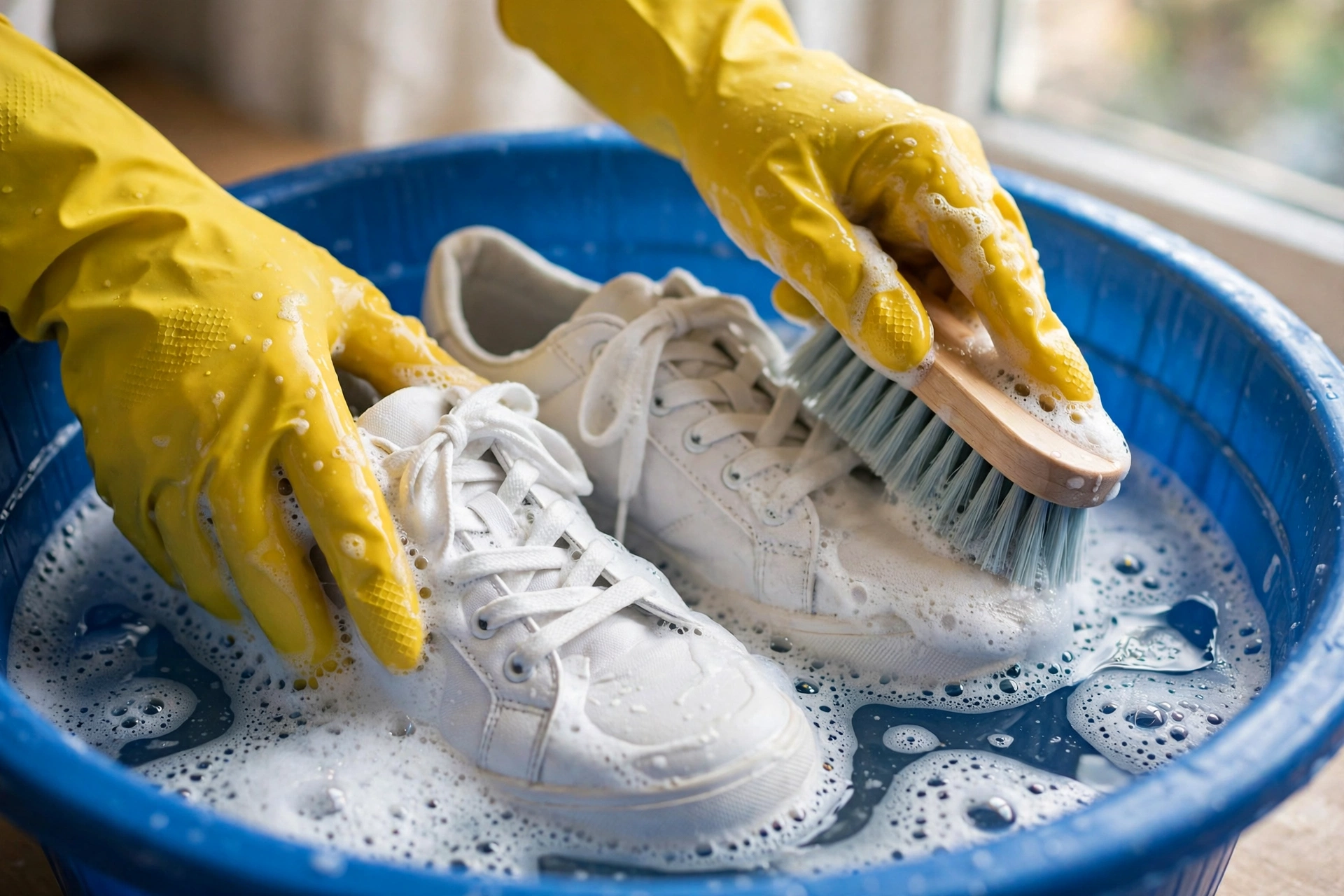 Giặt giày thể thao trắng tại nhà: 6 bước sạch ố vàng, khử mùi và mẹo phơi giữ form giày