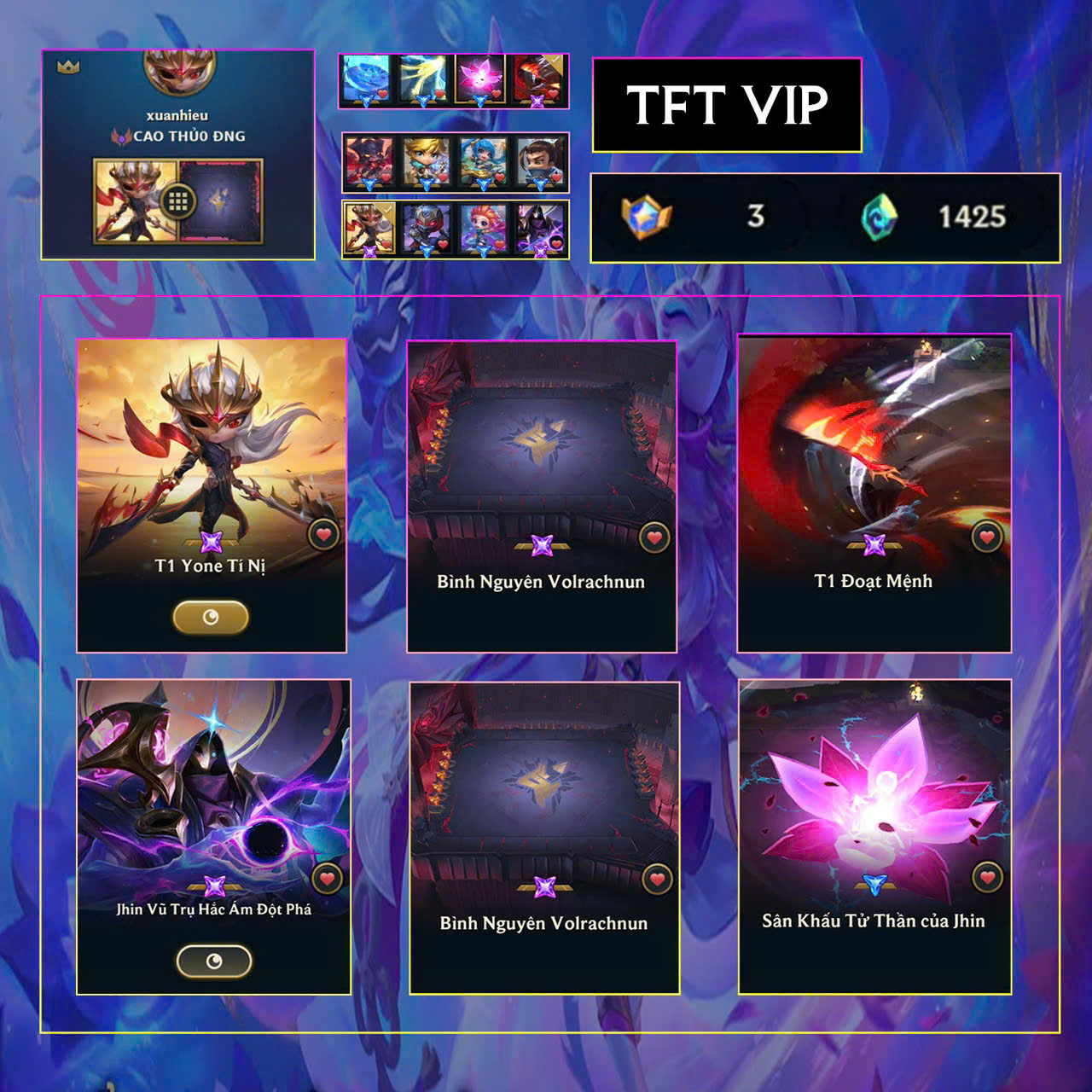 Thuê acc TFT MS: 671 KHÔNG RANK - Yone T1 Tí Nị - Jhin Tử Thần