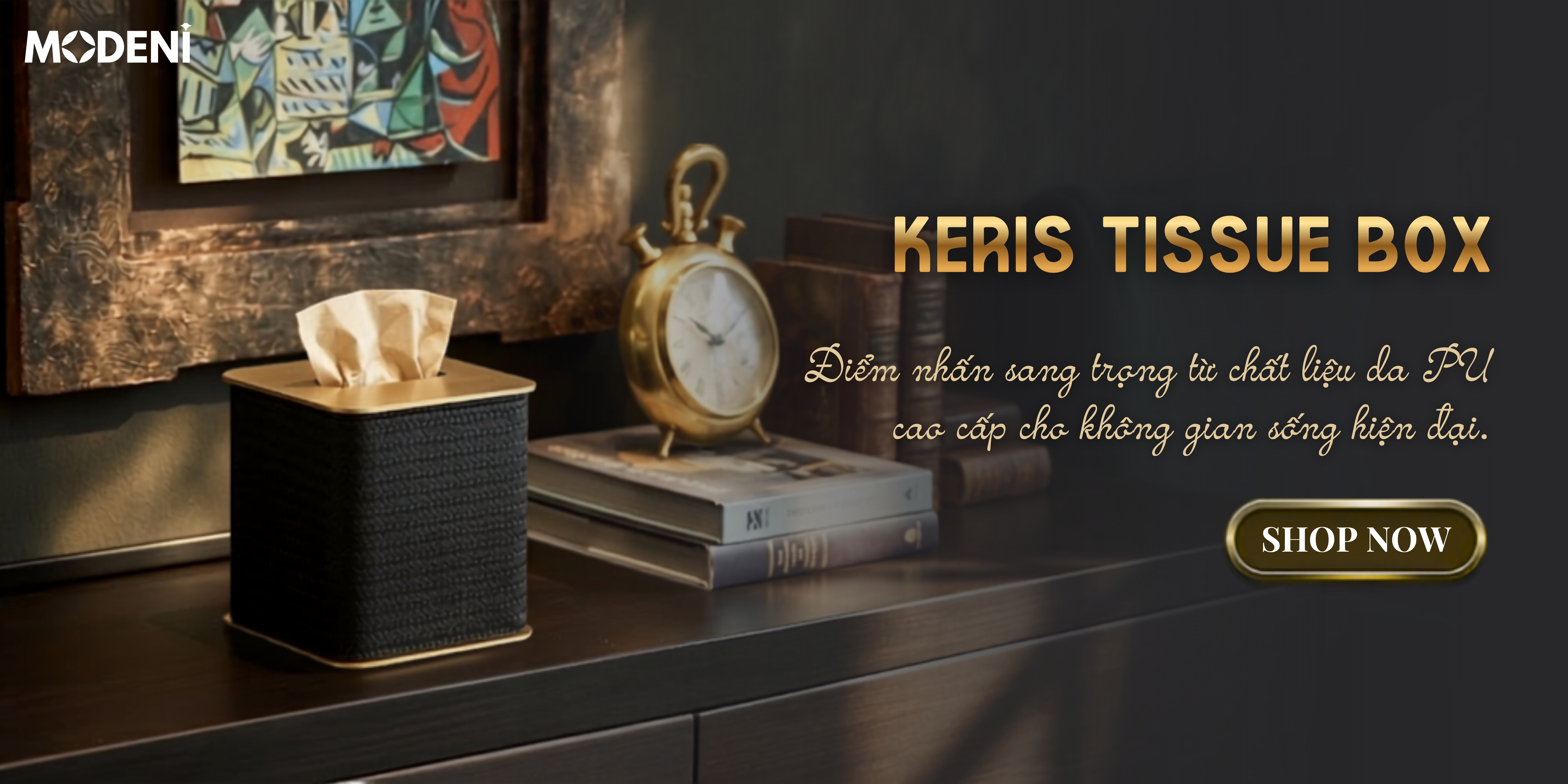 Hộp Khăn Giấy Da Keris trong không gian nội thất