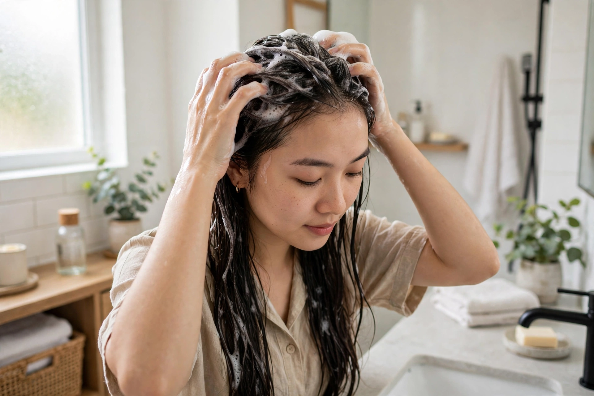 Chăm Sóc Tóc Gãy Rụng Sau Sinh Tại Nhà: 7 Bước Gội, Dưỡng Và Ăn Uống Hỗ Trợ Phục Hồi