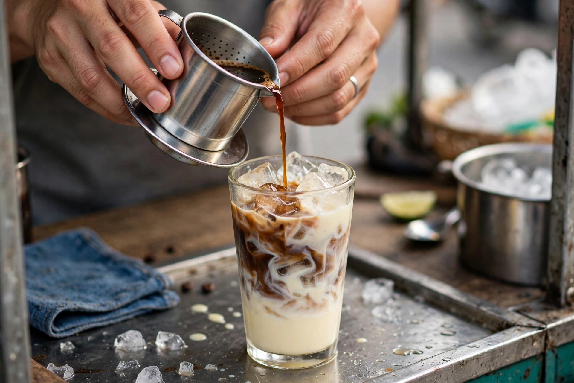 Quầy cà phê mang đi nhỏ buổi sáng