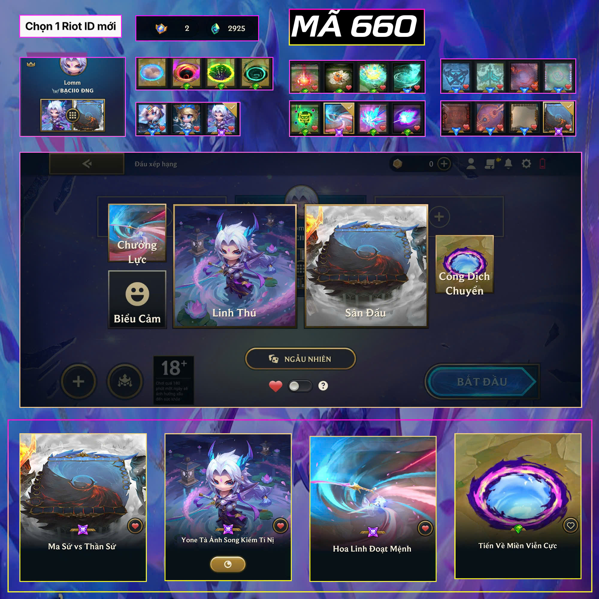 Thuê acc TFT MS: 660 KHÔNG RANK - Yone Tà Ảnh Song Kiếm