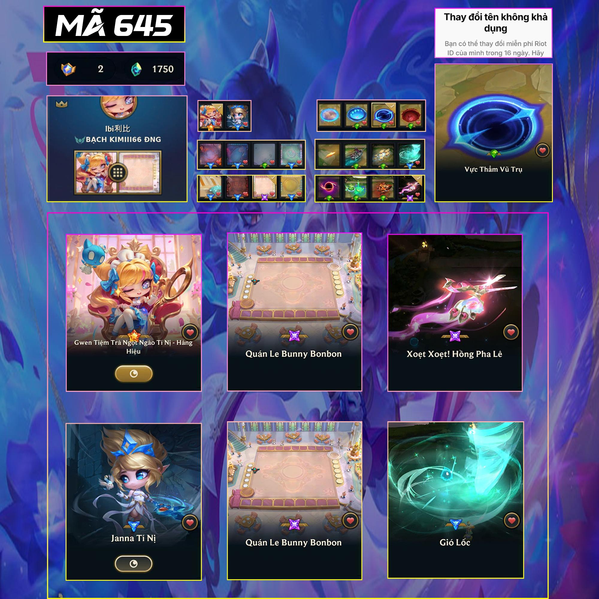 Thuê acc TFT MS: 645 THÁCH ĐẤU - Gwen Tiệm Trà Hàng Hiệu Tí Nị