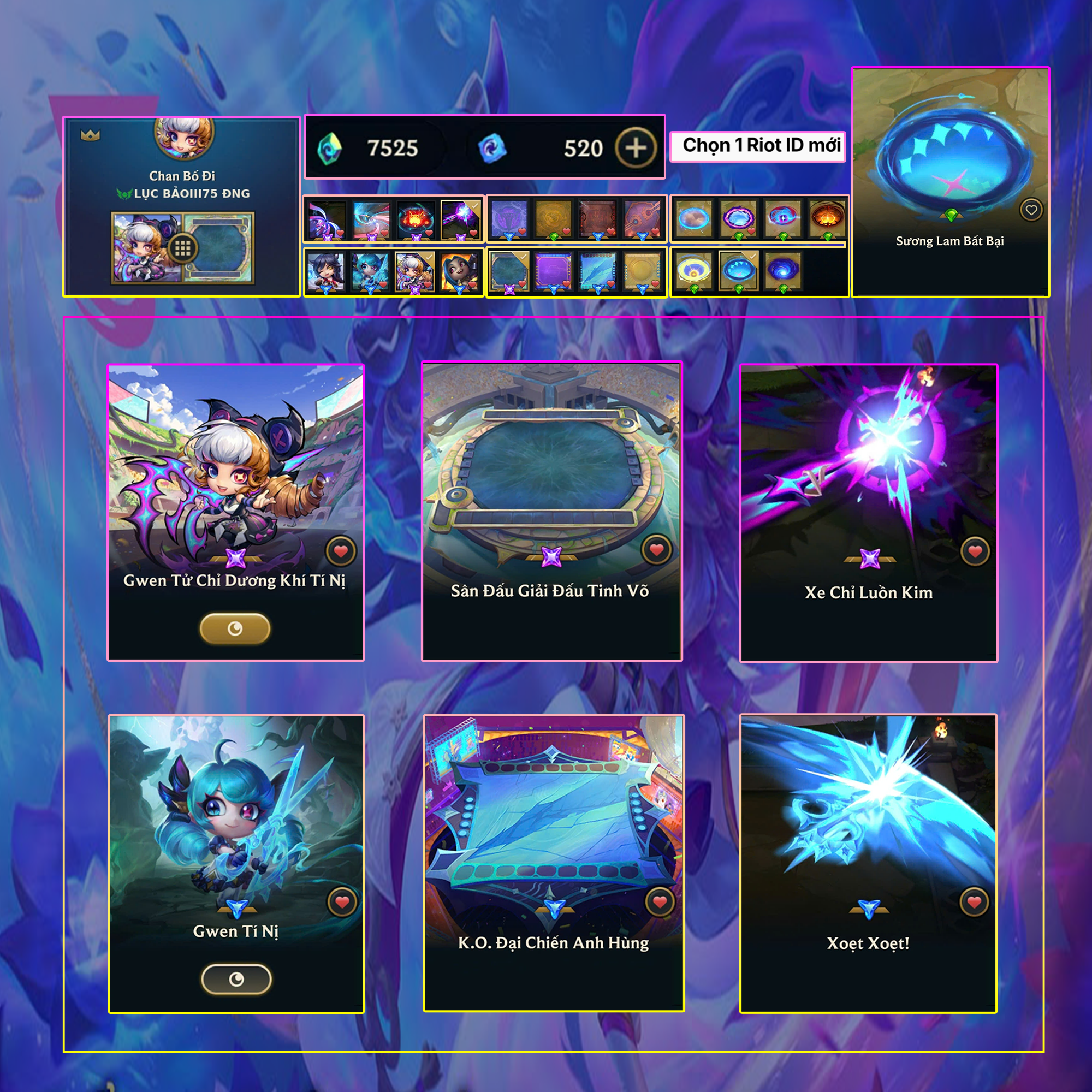 Thuê acc TFT MS: 626 KHÔNG RANK - Gwen Tử Chỉ Dương Khí