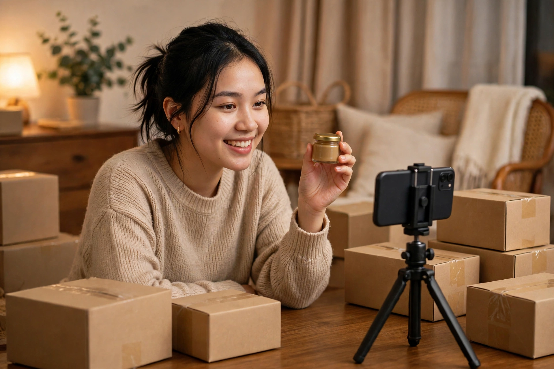 Buổi livestream bán hàng đầu tiên tại nhà