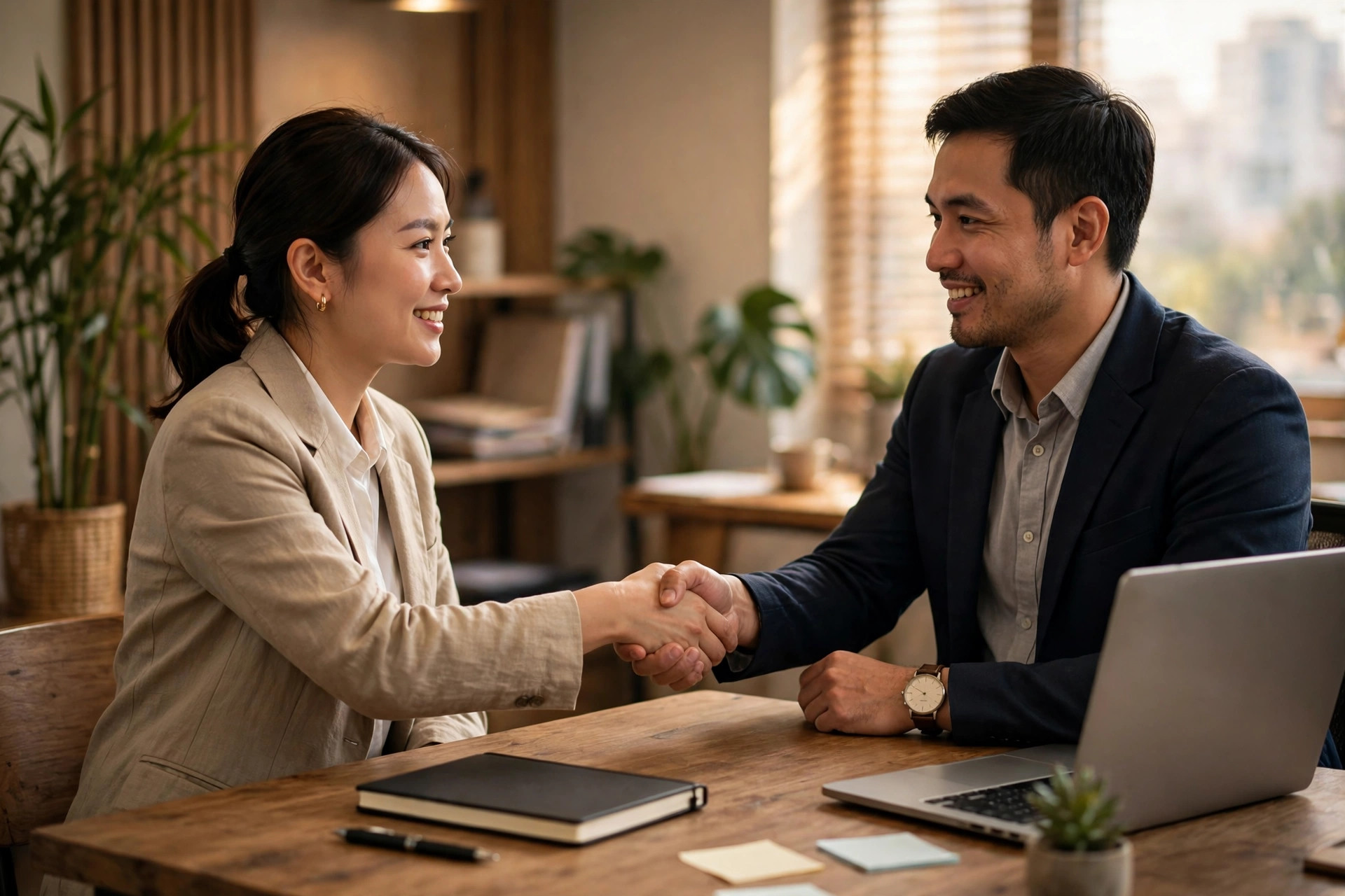 Sinh viên trẻ trao đổi tự tin trong buổi phỏng vấn việc làm