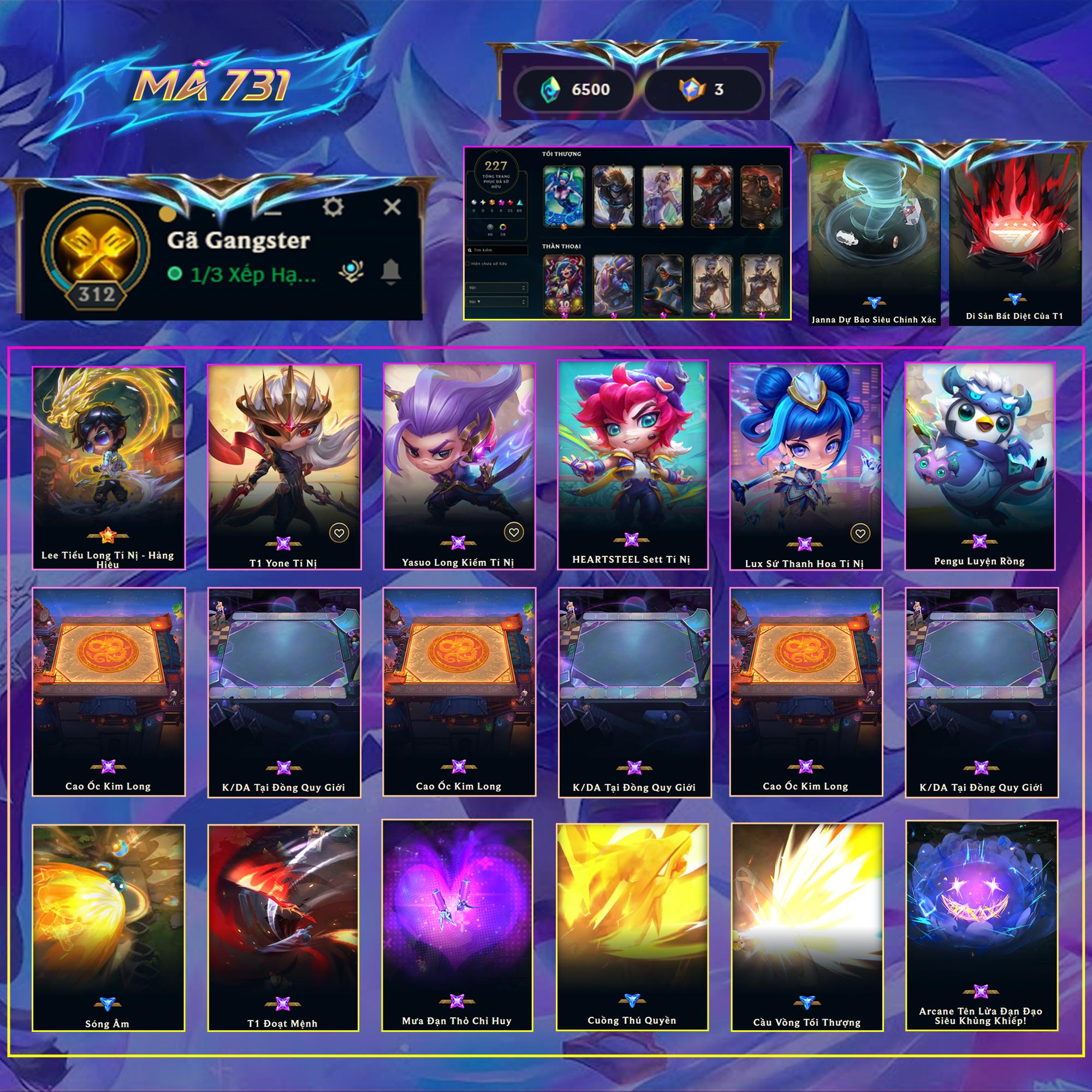 Thuê acc TFT MS: 731 KHÔNG RANK - Leesin Tiểu Long Và Đồng Bọn