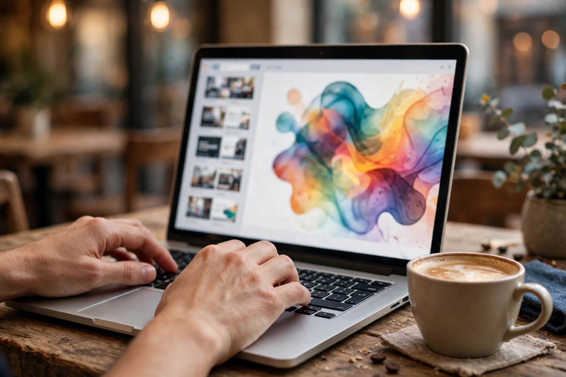 Thiết kế slide với AI tại quán cà phê