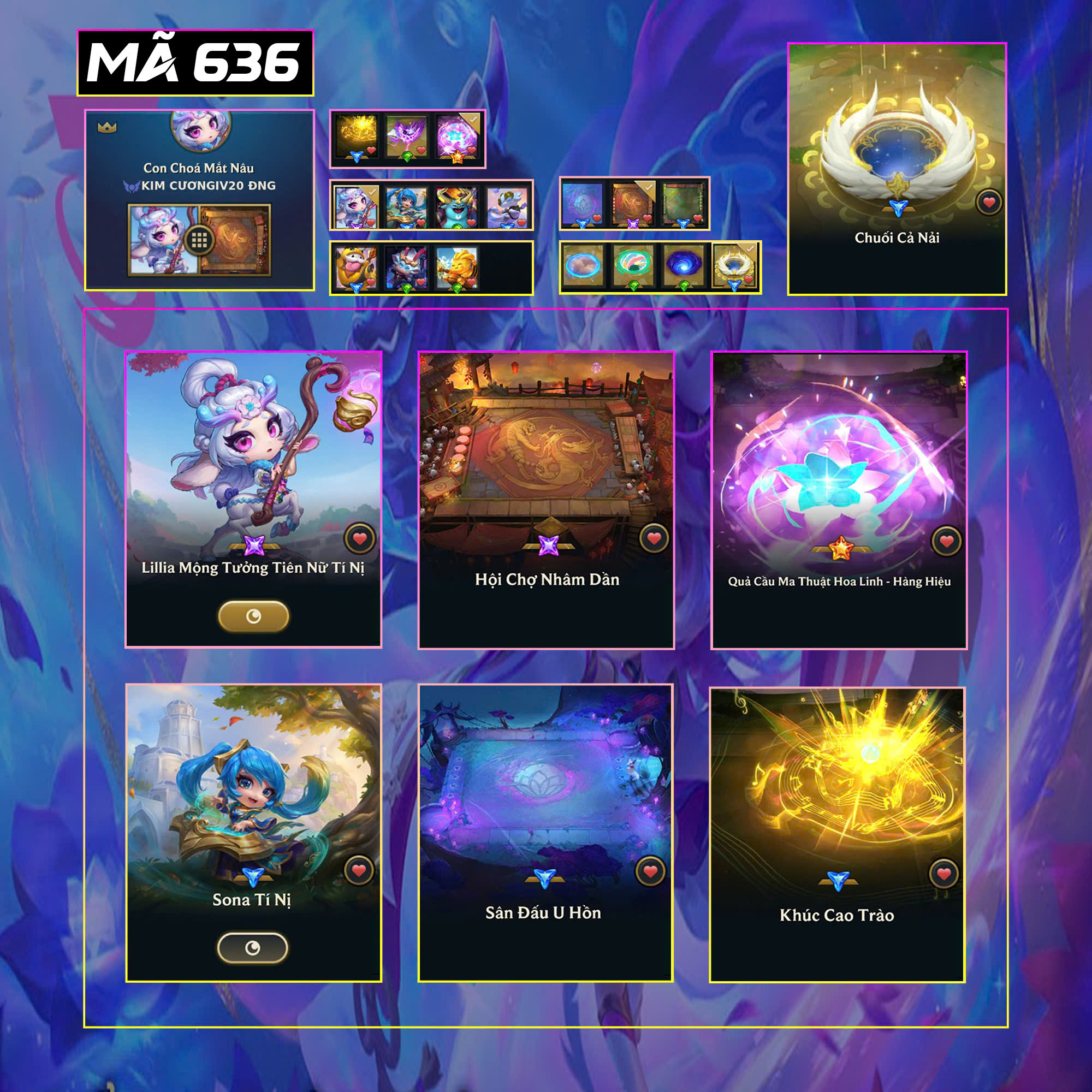 Thuê acc TFT MS: 636 KHÔNG RANK - Lilia Mộng Tưởng Tiên Nữ Tí Nị
