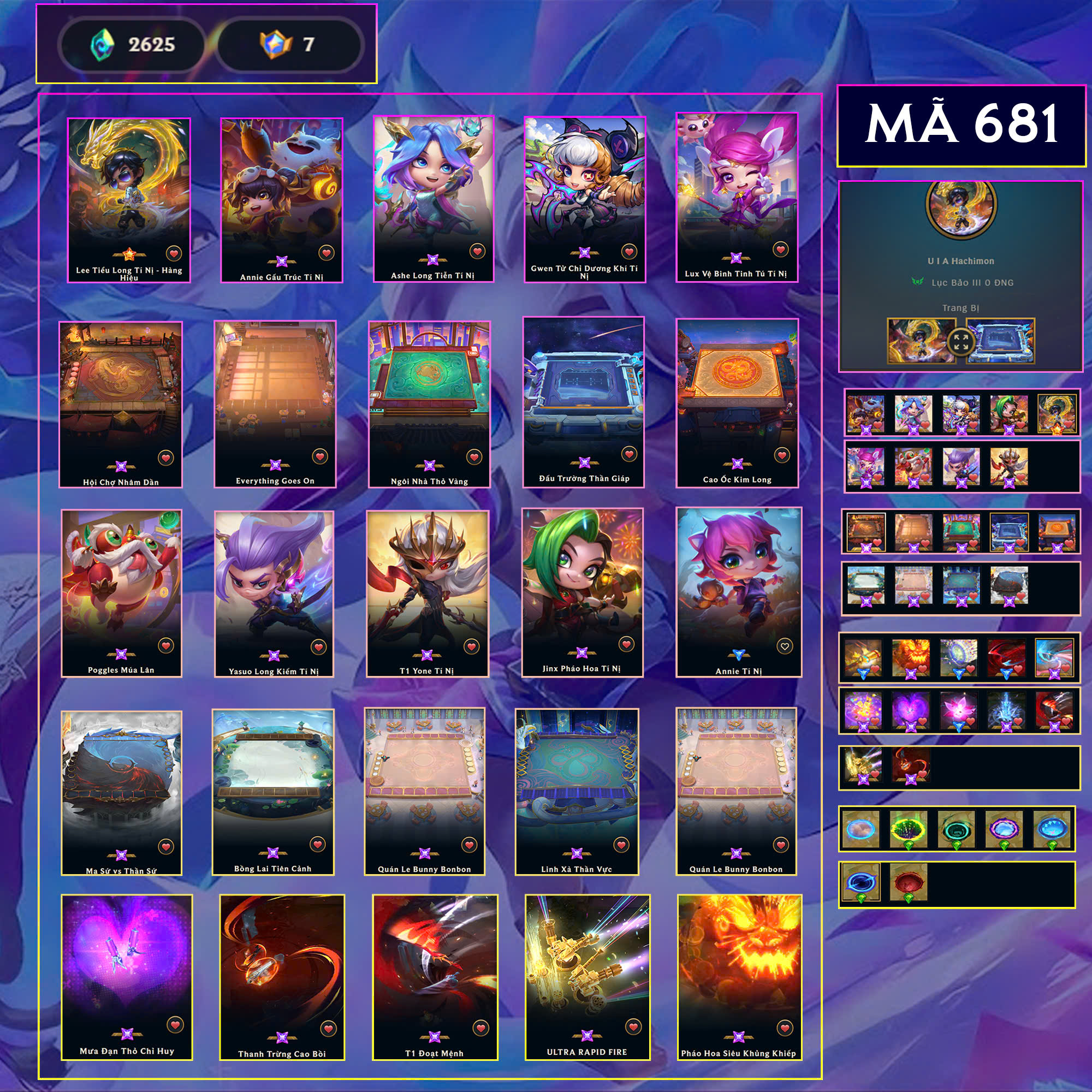 Thuê acc TFT MS: 681 KHÔNG RANK - Leesin Tiểu Long Hàng Và Đồng Bọn