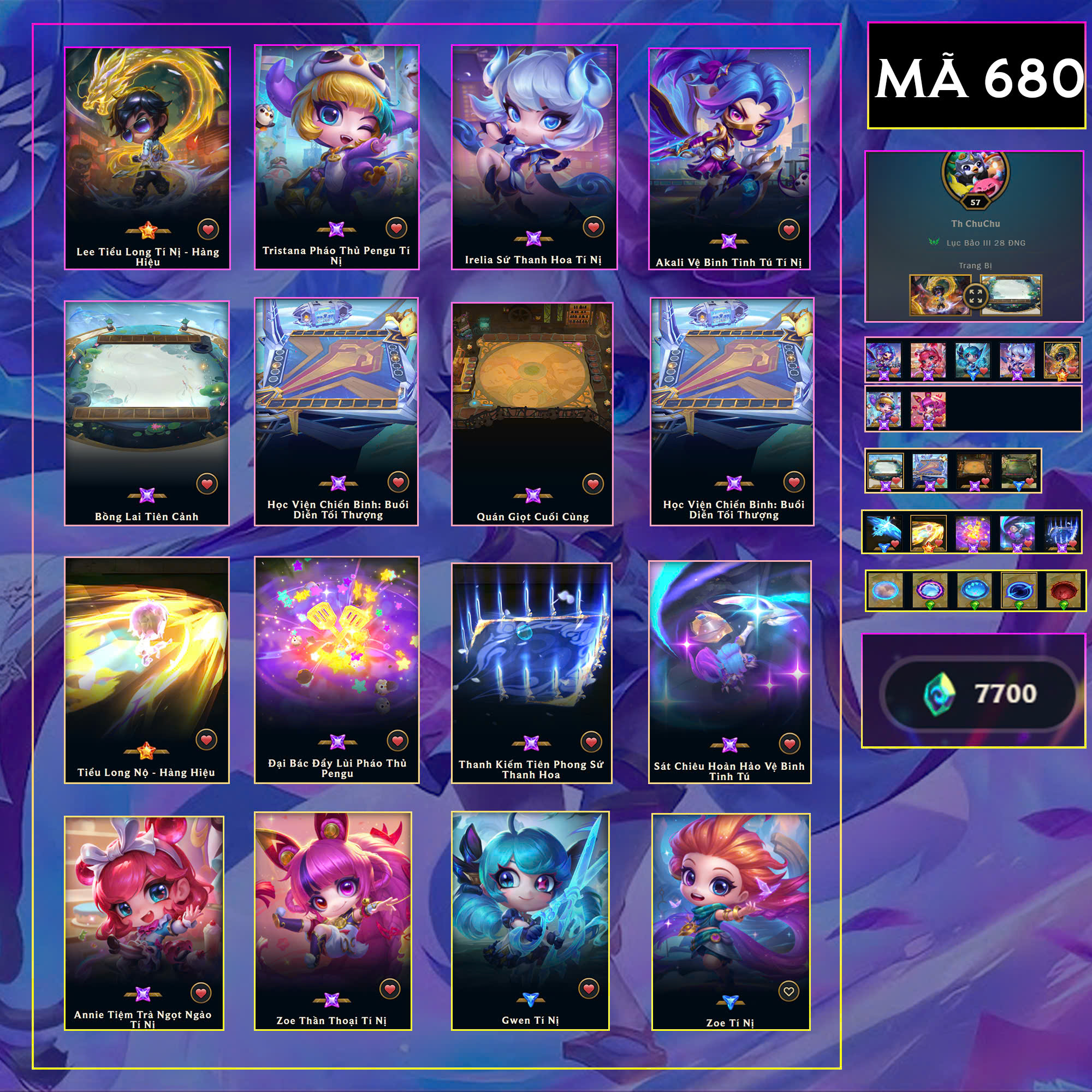 Thuê acc TFT MS: 680 KHÔNG RANK - Leesin Tiểu Long Hàng Hiệu Và Đồng Bọn Tiếp