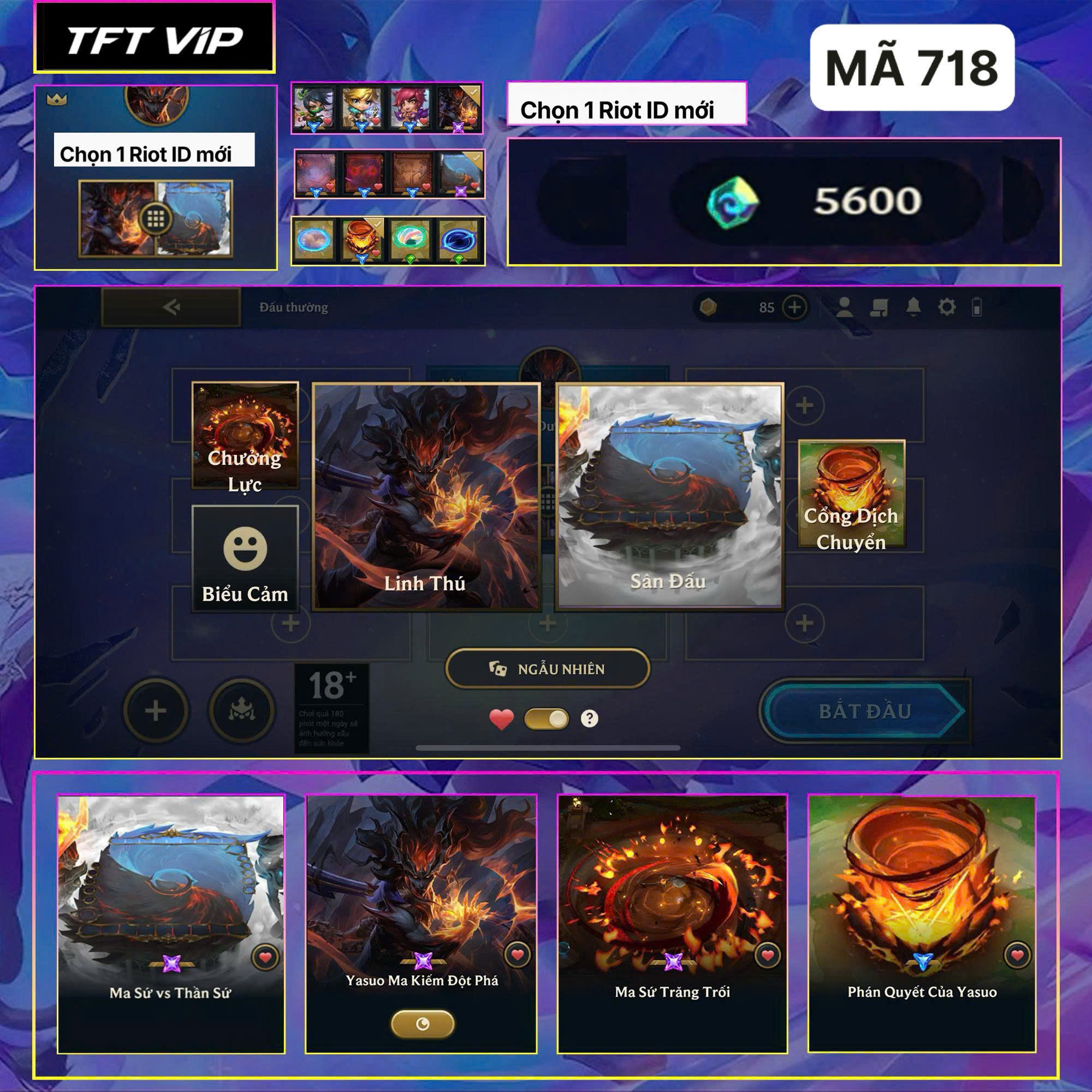 Thuê acc TFT MS: 718 THÁCH ĐẤU - Yasuo Ma Kiếm Đột Phá