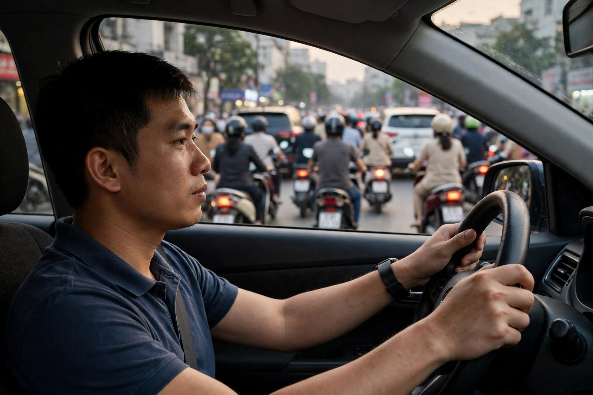 Lái Xe Ô Tô Trong Phố Đông Giờ Cao Điểm: Giữ Khoảng Cách, Xử Lý Kẹt Xe Và Đỗ Xe An Toàn
