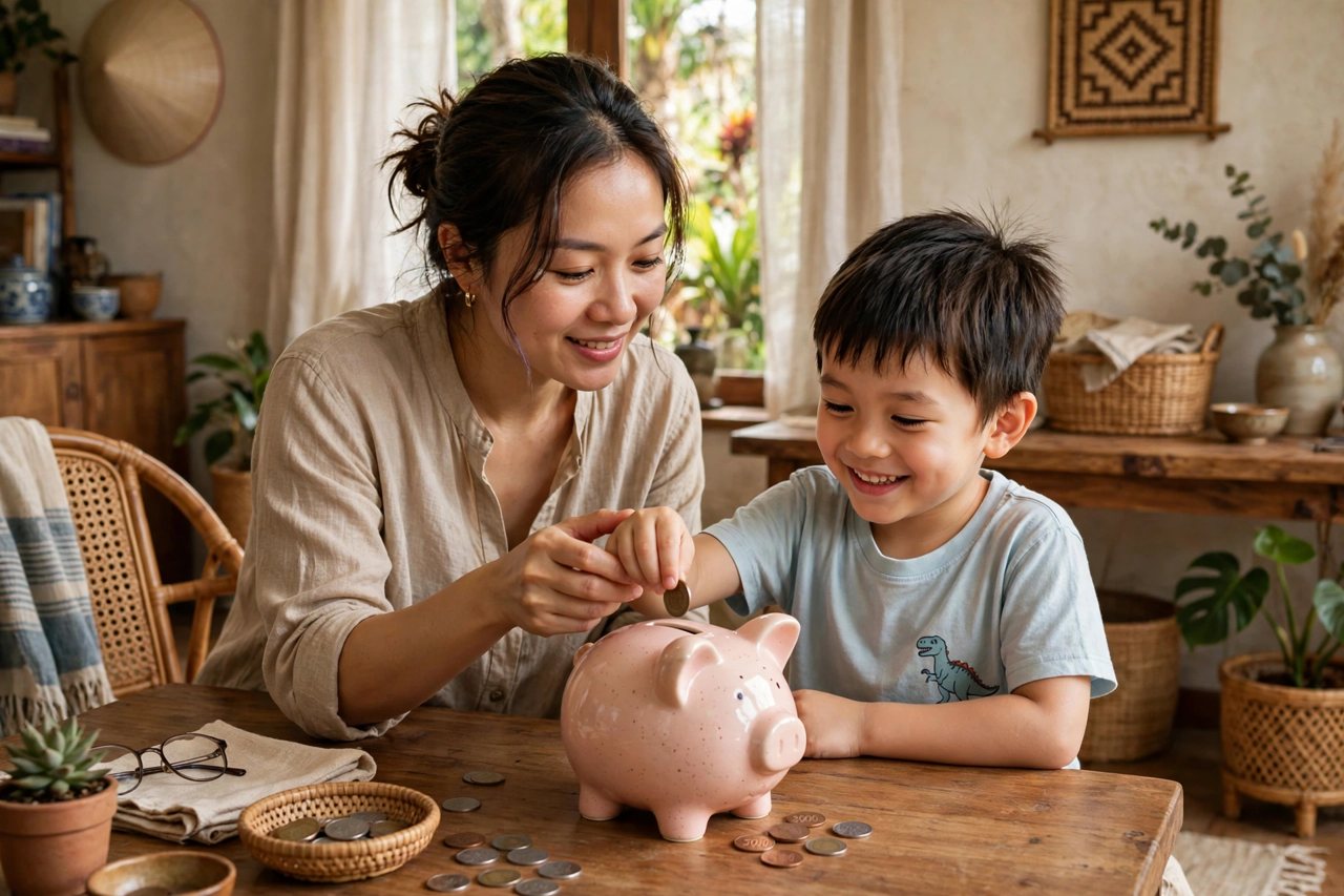 Dạy con quản lý tiền tiêu vặt: cho tiền đúng cách, ghi chép đơn giản và đặt mục tiêu tiết kiệm