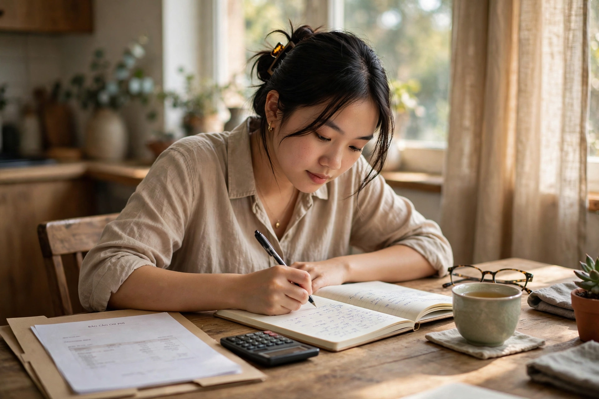 Người đi làm nghiên cứu hồ sơ bảo hiểm nhân thọ tại nhà
