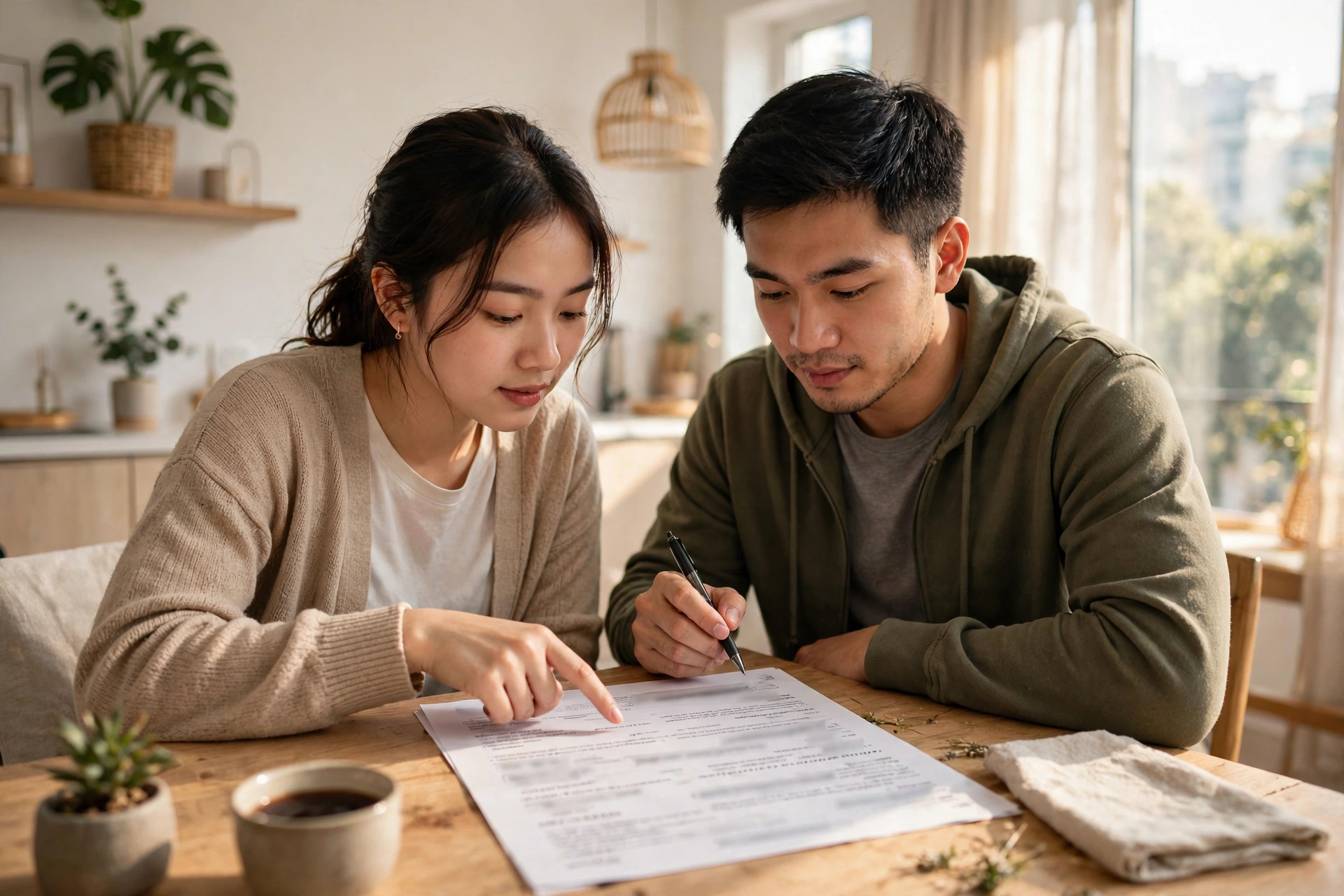 Vợ chồng trẻ cùng đọc kỹ hợp đồng thuê chung cư trước khi ký