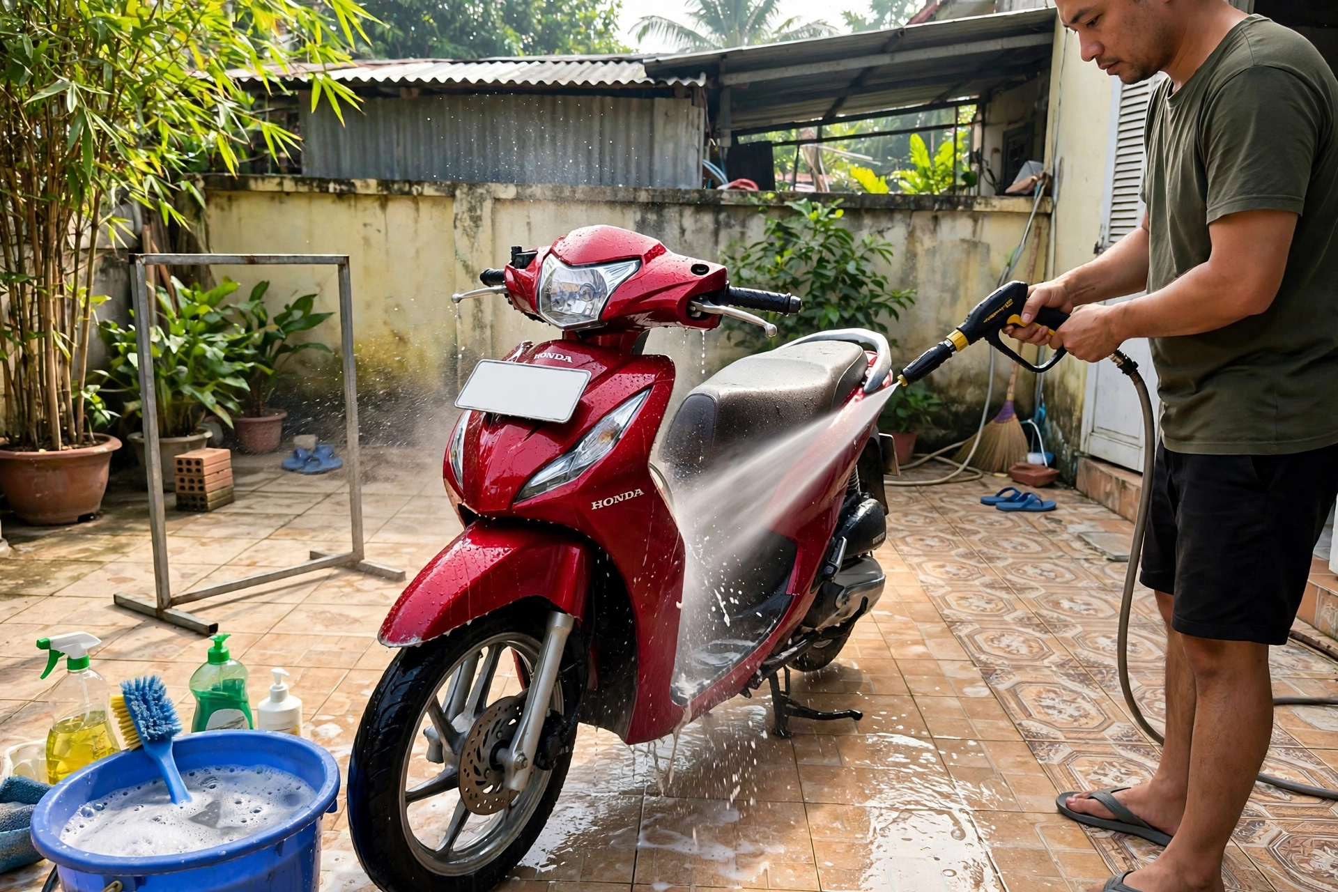 Mở tiệm rửa xe máy tại nhà vốn dưới 30 triệu: thiết bị cần có, bảng giá dịch vụ và cách giữ khách quen