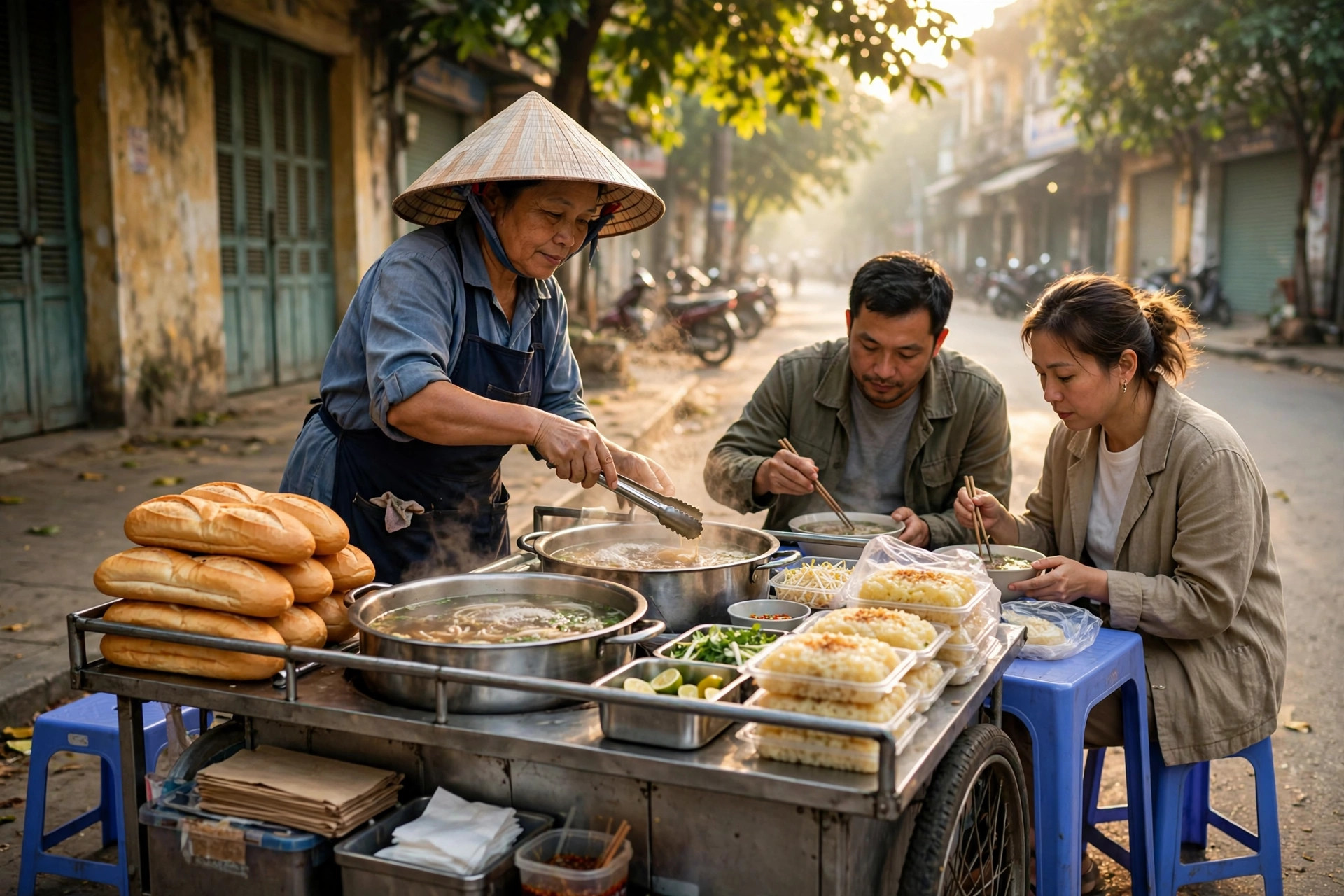 Bán hàng ăn sáng vỉa hè cho người mới: chọn món, tính vốn và giấy tờ cần có