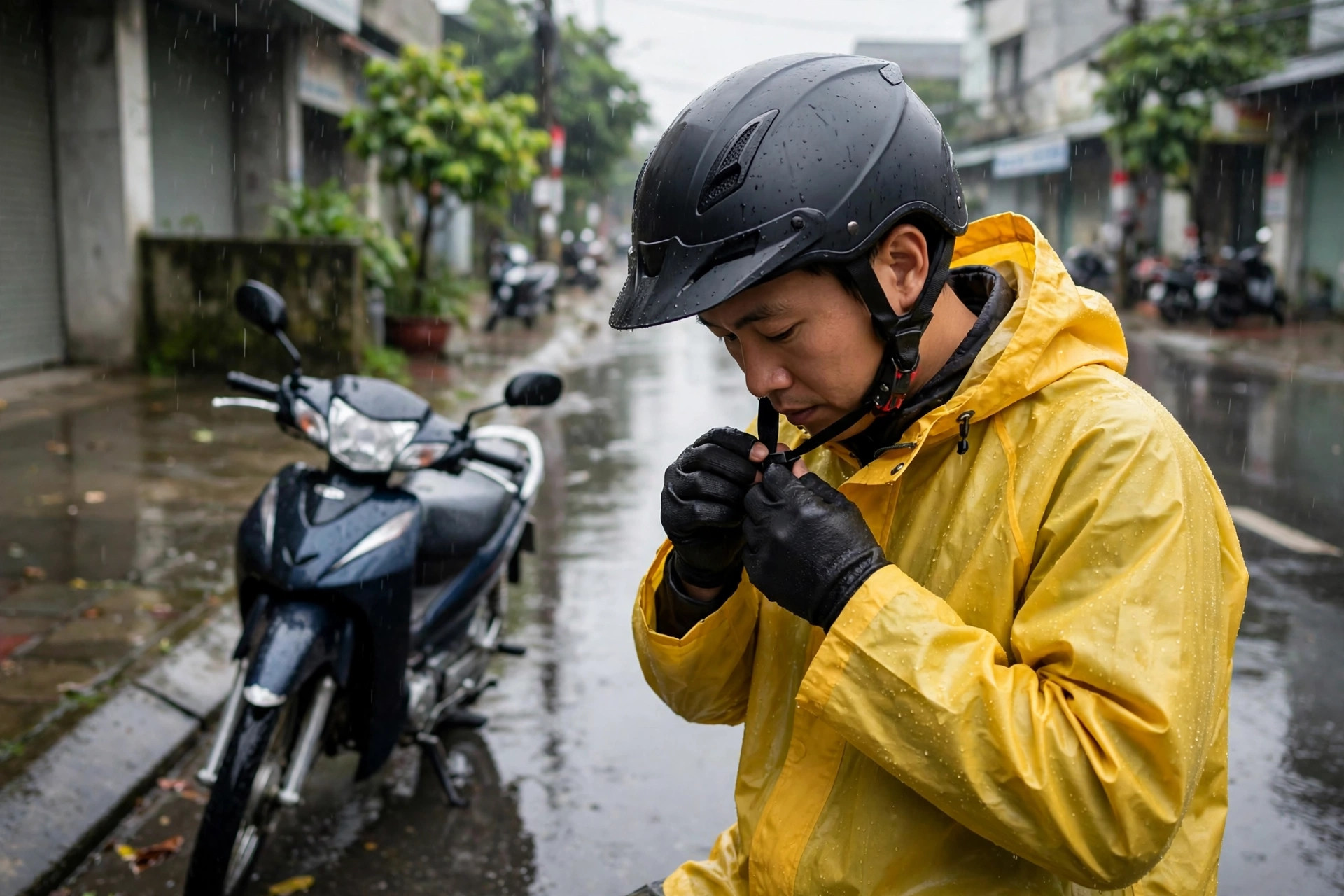 Lái Xe Máy Trời Mưa An Toàn Cho Người Mới: Phanh, Quan Sát Và Xử Lý Đường Ngập