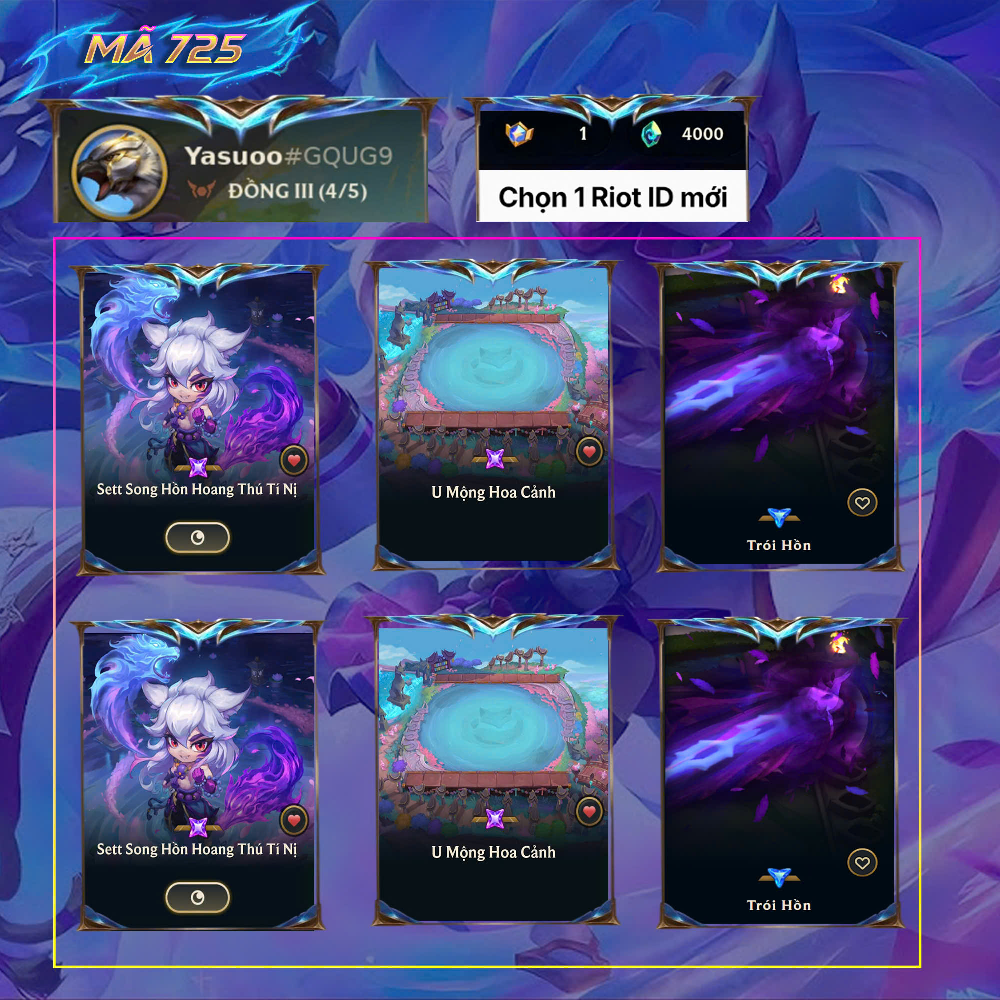 Thuê acc TFT MS: 725 ĐỒNG - Sett Song Hồn Hoang Thú