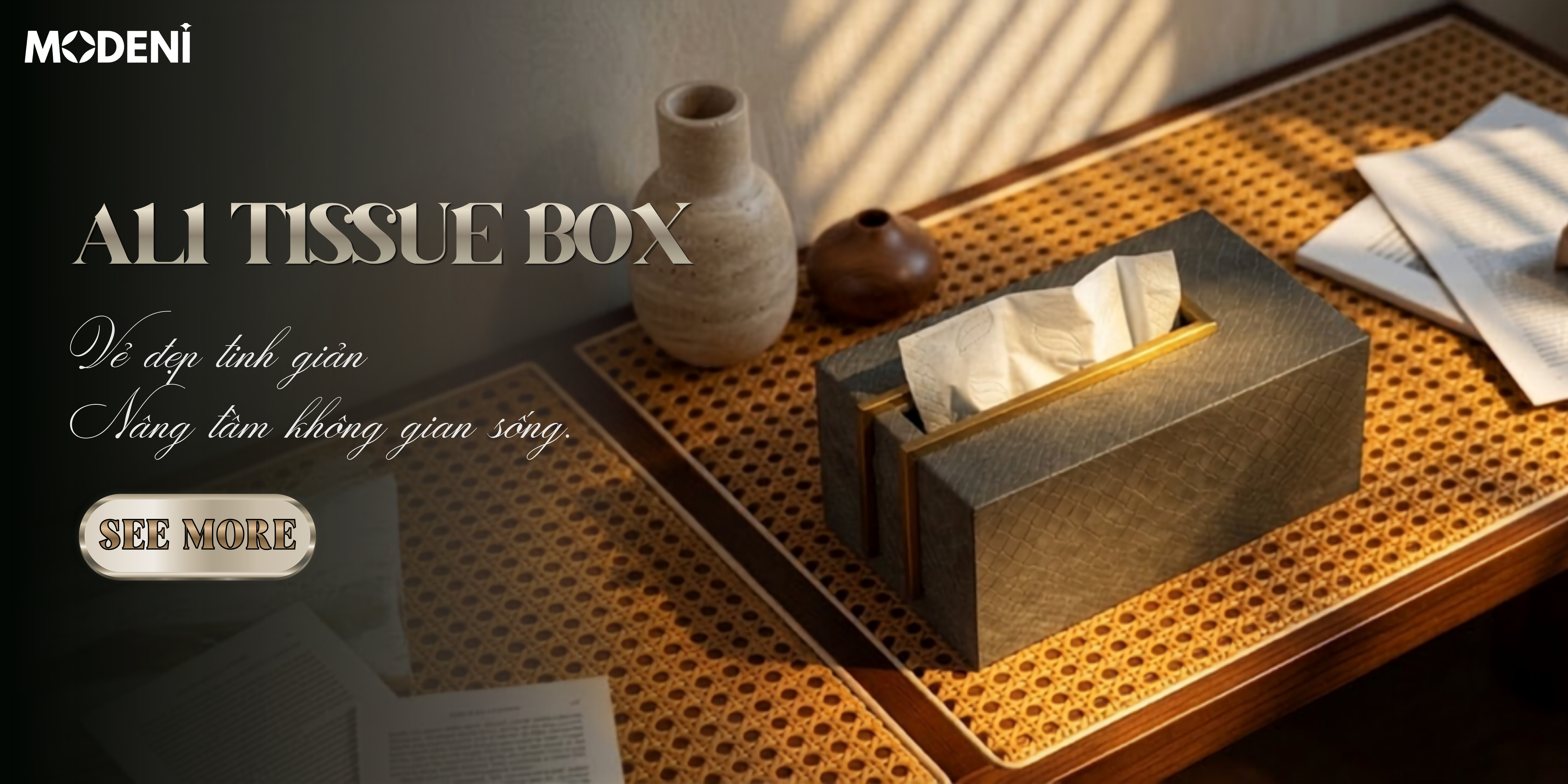 Hộp Khăn Giấy Ali Xám trong không gian nội thất