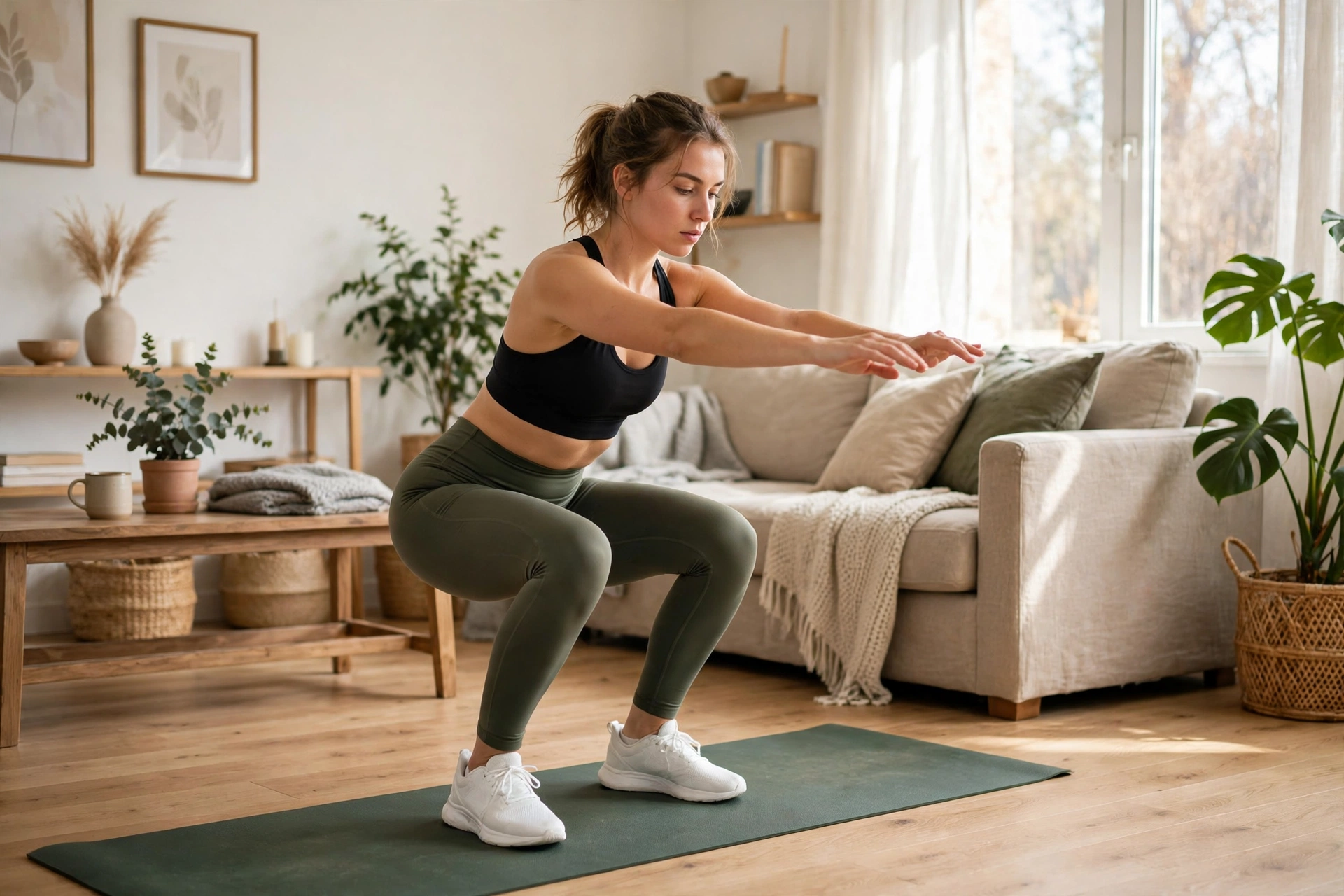 Người mới tập plank và squat tại nhà