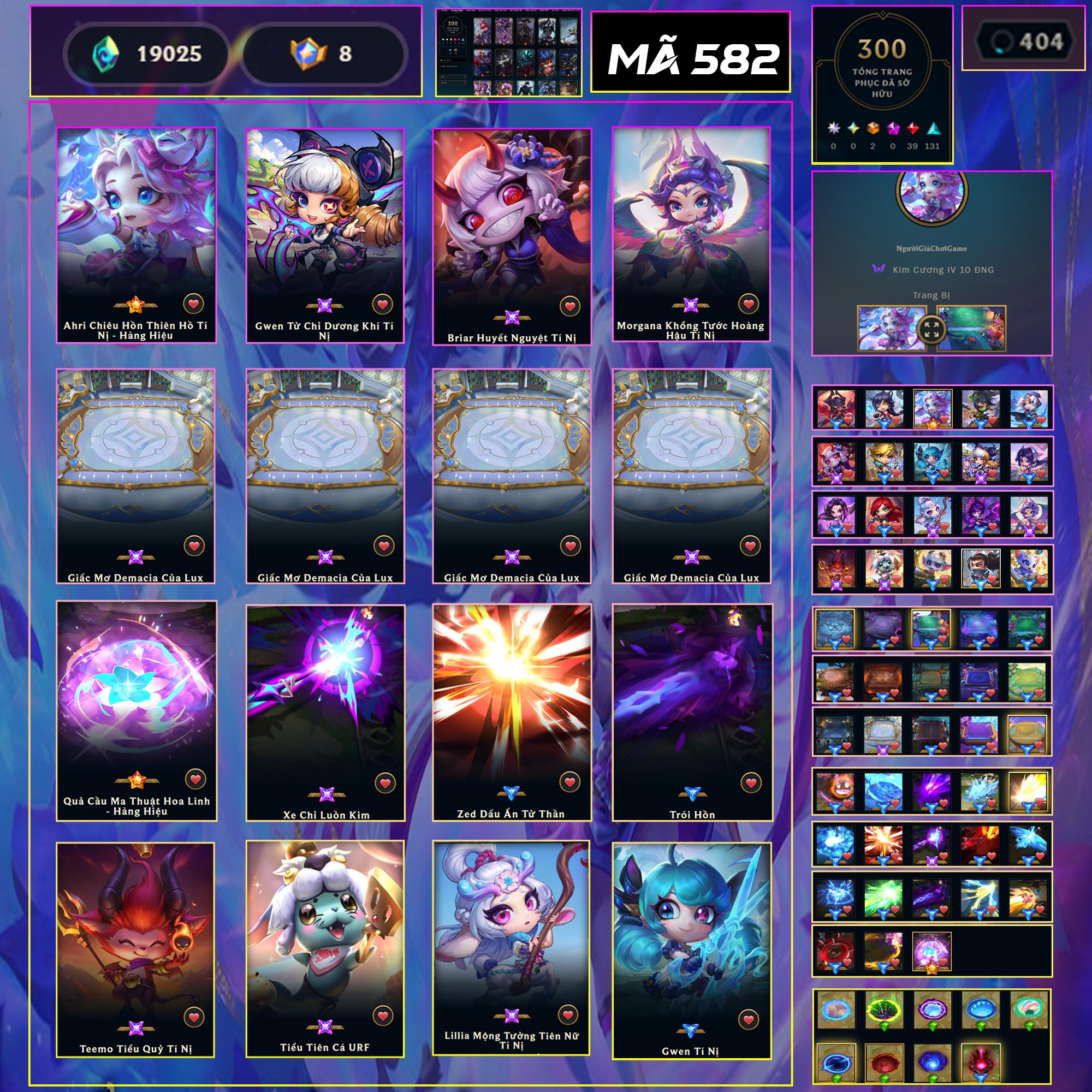 Thuê acc TFT MS: 582 THÁCH ĐẤU - Ahri Chiêu Hồn Thiên Hồ Tí Nị - Hàng Hiệu