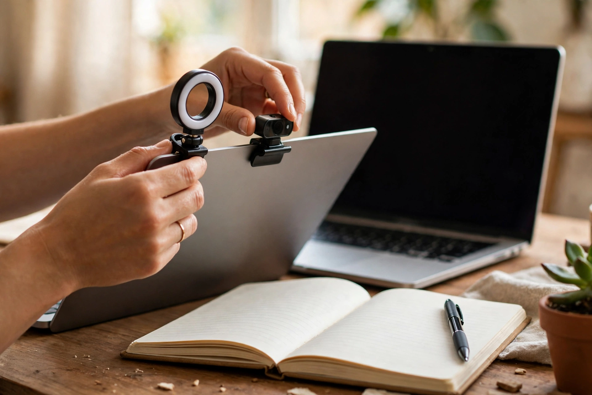Chuẩn bị góc máy và ánh sáng trước phỏng vấn online