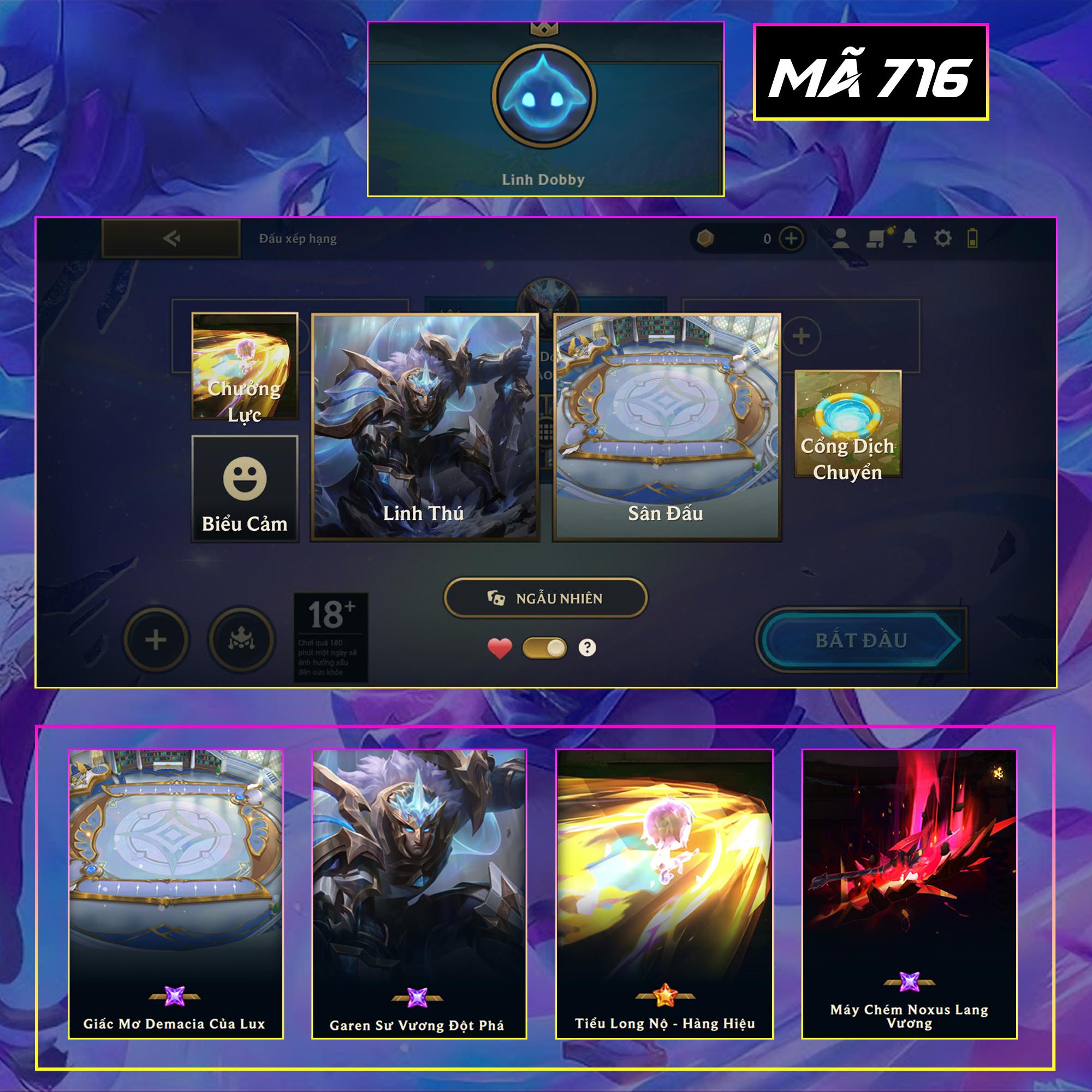 Thuê acc TFT MS: 716 KHÔNG RANK - Garen Sư Vương