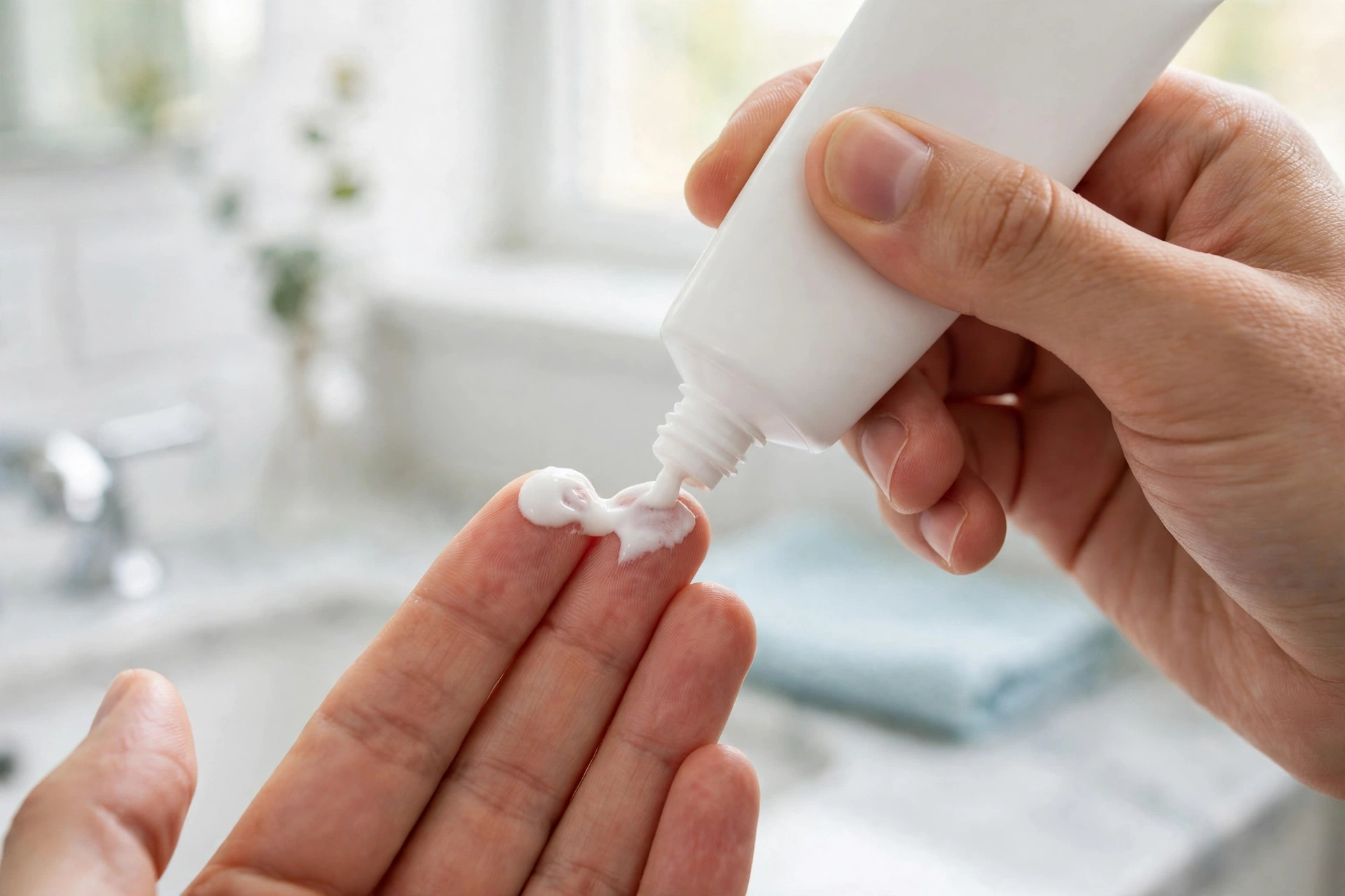 Lấy lượng kem chống nắng vừa đủ ra tay