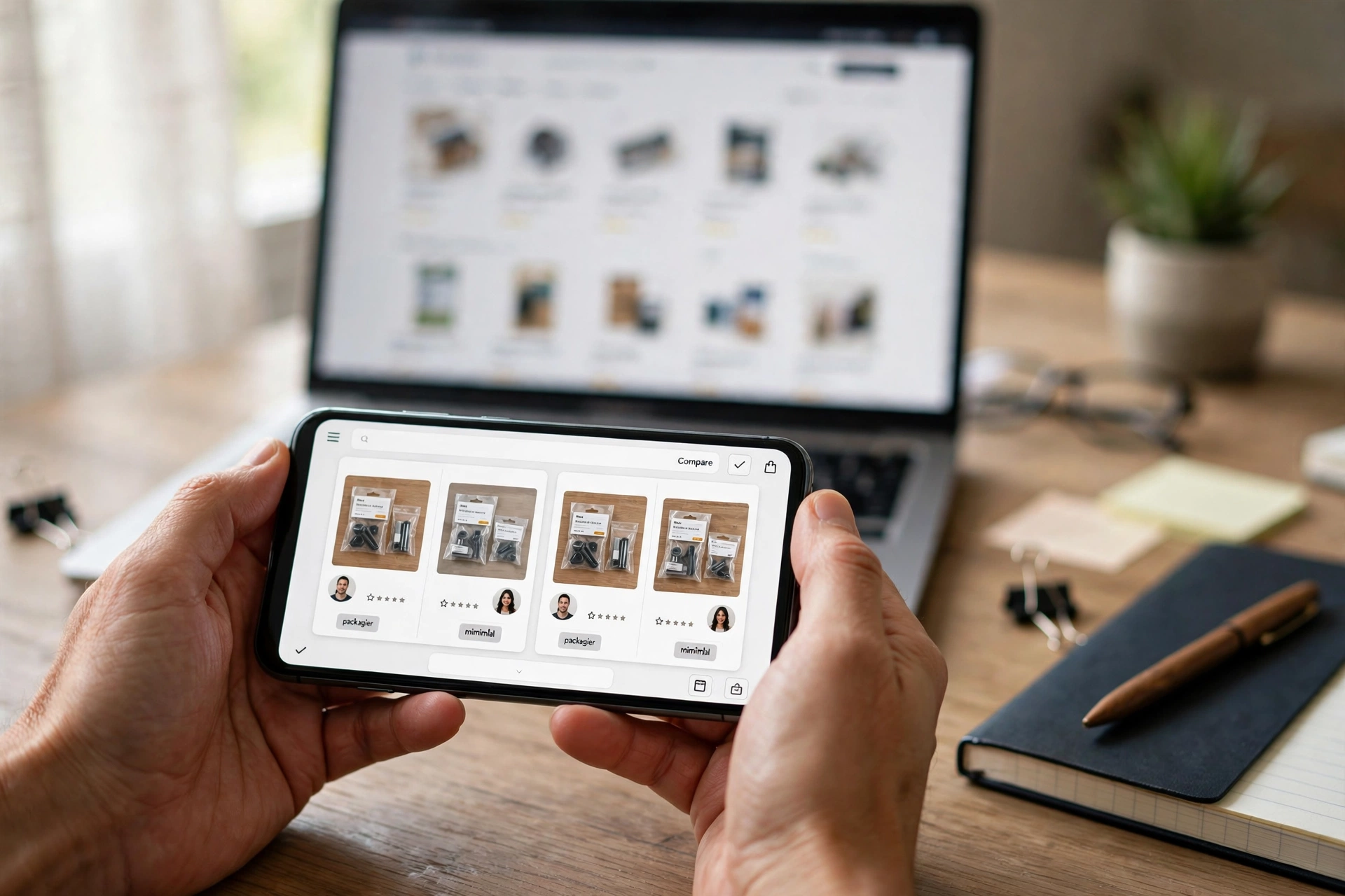 So sánh sản phẩm của các nhà cung cấp trên điện thoại và laptop trước khi chọn đối tác dropshipping