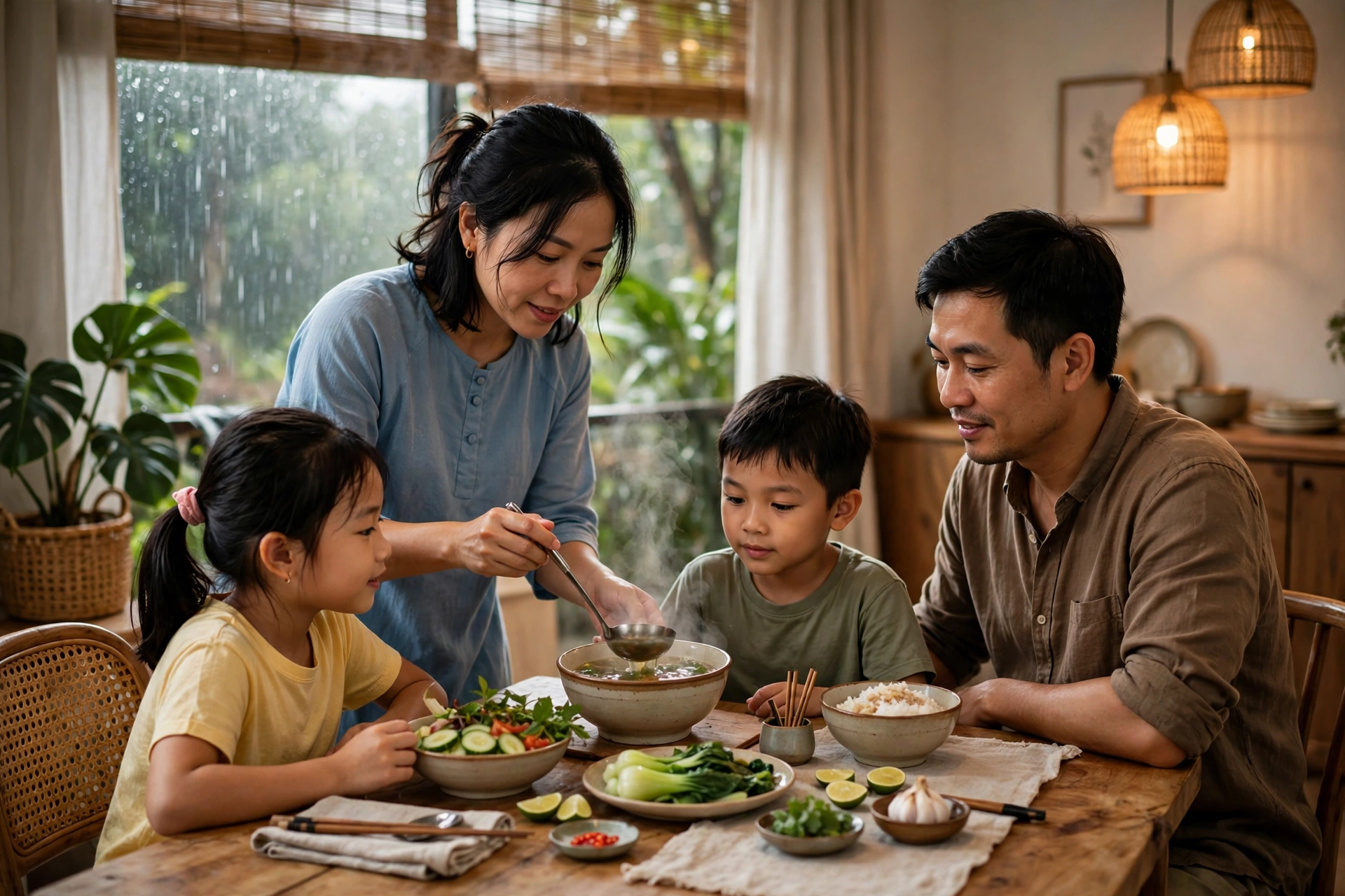 Tăng sức đề kháng mùa mưa cho cả nhà: ăn uống, ngủ nghỉ và vitamin đúng cách